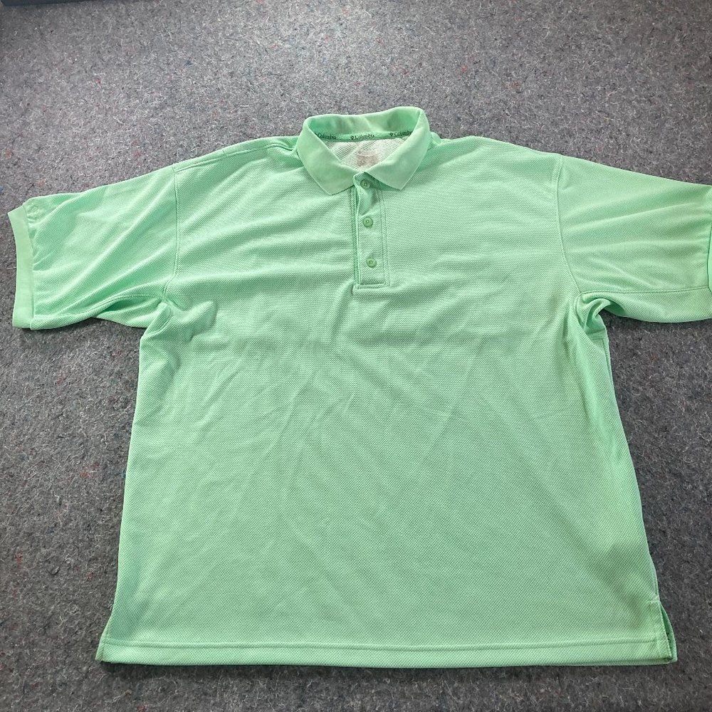 Columbia PFG Polo Shirt Mens Adult Large Green Collared Short Sleeve Polyester